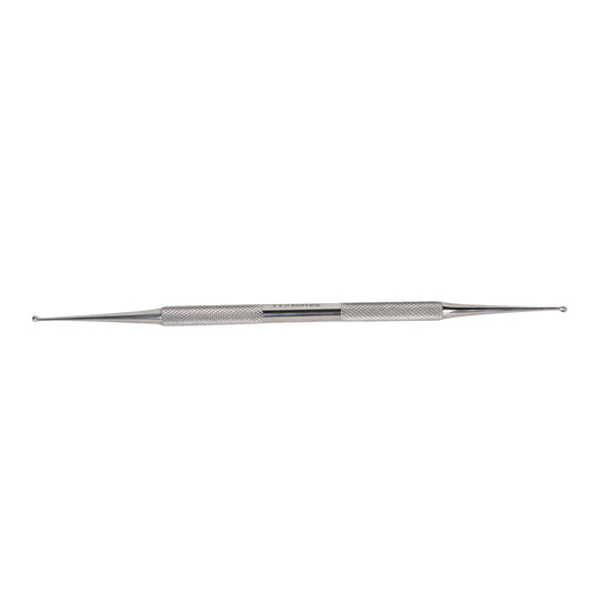 A Double-Ended Curette with a textured grip and pointed ends is shown against a plain white background.