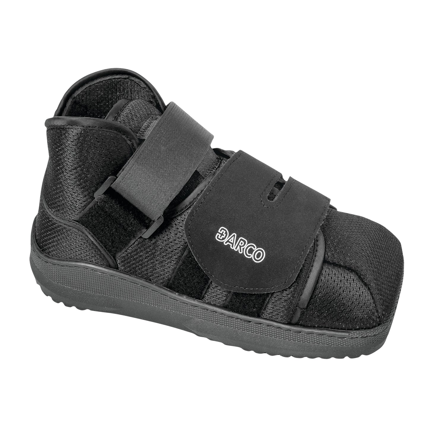 A DARCO APB Shoe in black, featuring a high-top design with adjustable straps for secure foot support.