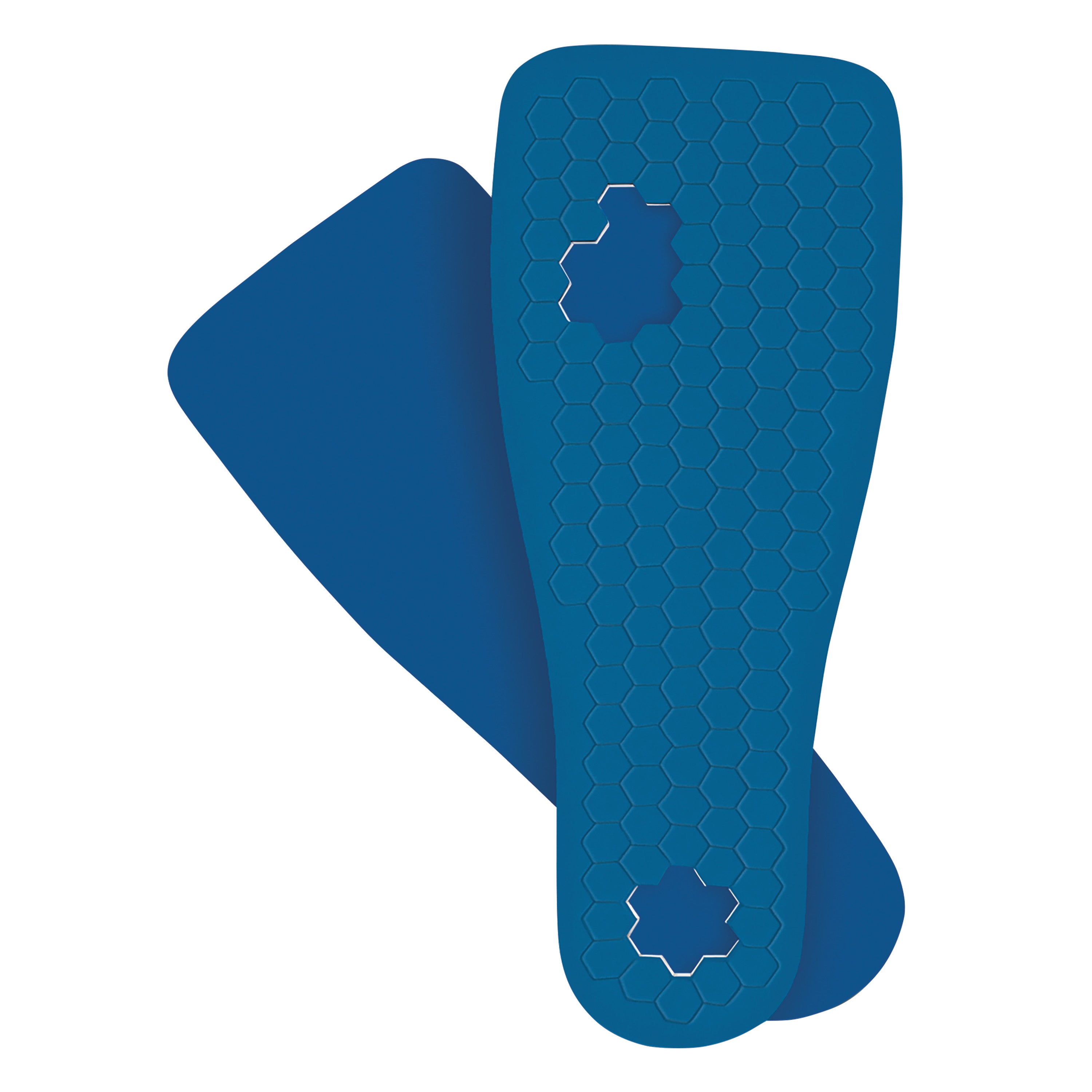 A blue DARCO PegAssist Seven Size Offloading Insole System with a honeycomb design and a removable hexagonal section.