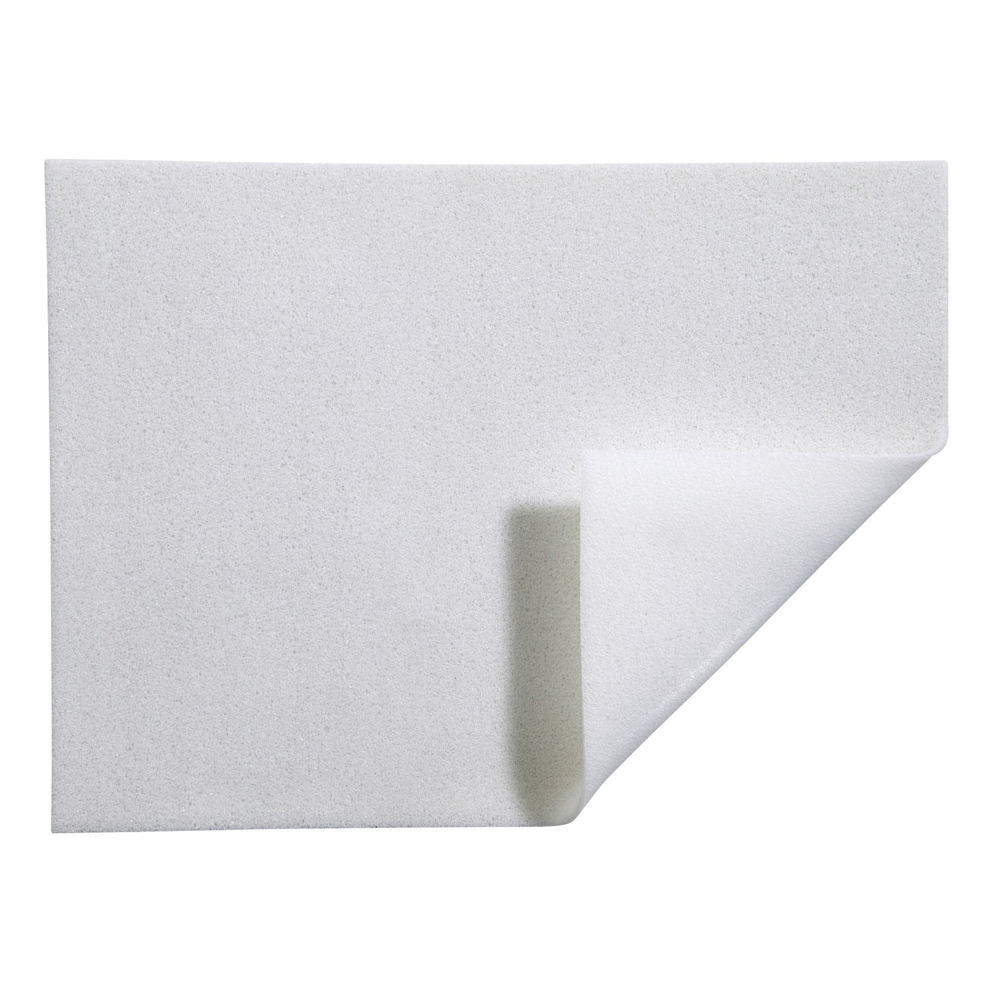 Molnlycke Mepilex Soft Silicone Exudate Transfer Dressing is shown with a corner peeled back, revealing its flexible texture.