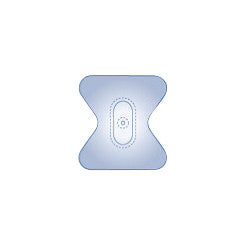 Trivarion Iontophoretic Delivery Kit, showing a light blue, hourglass-shaped adhesive patch with a central oval pattern.