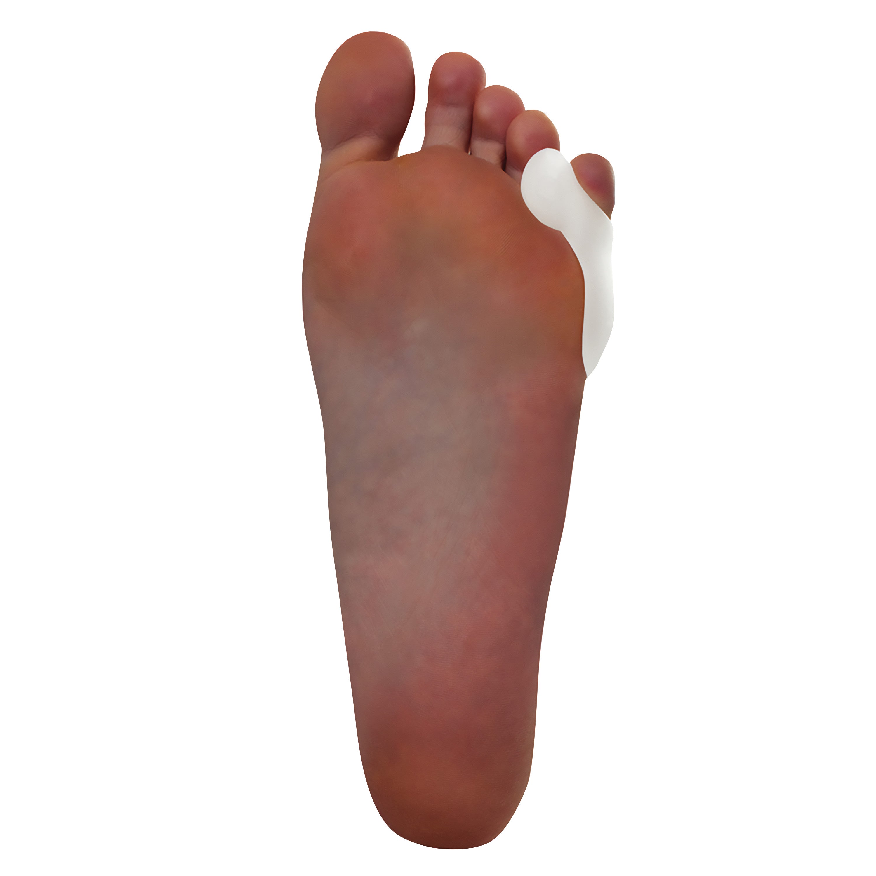 A foot with a Silipos Tailor's Bunion Guard with Spacer on the little toe, designed to provide cushioning and alignment.