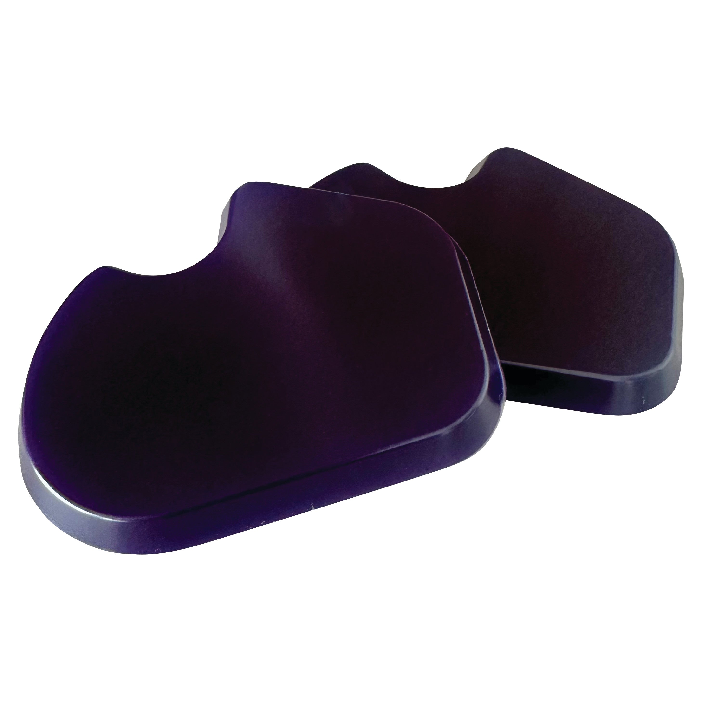 Two dark purple Gel Dancer Met Pads with a curved design are shown on a white background.