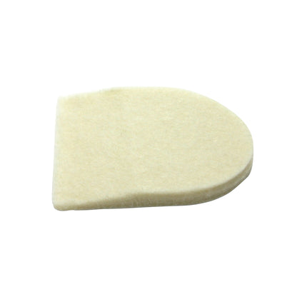 A beige Felt Heel Pad, shaped with a flat end and rounded top, shown against a white background.