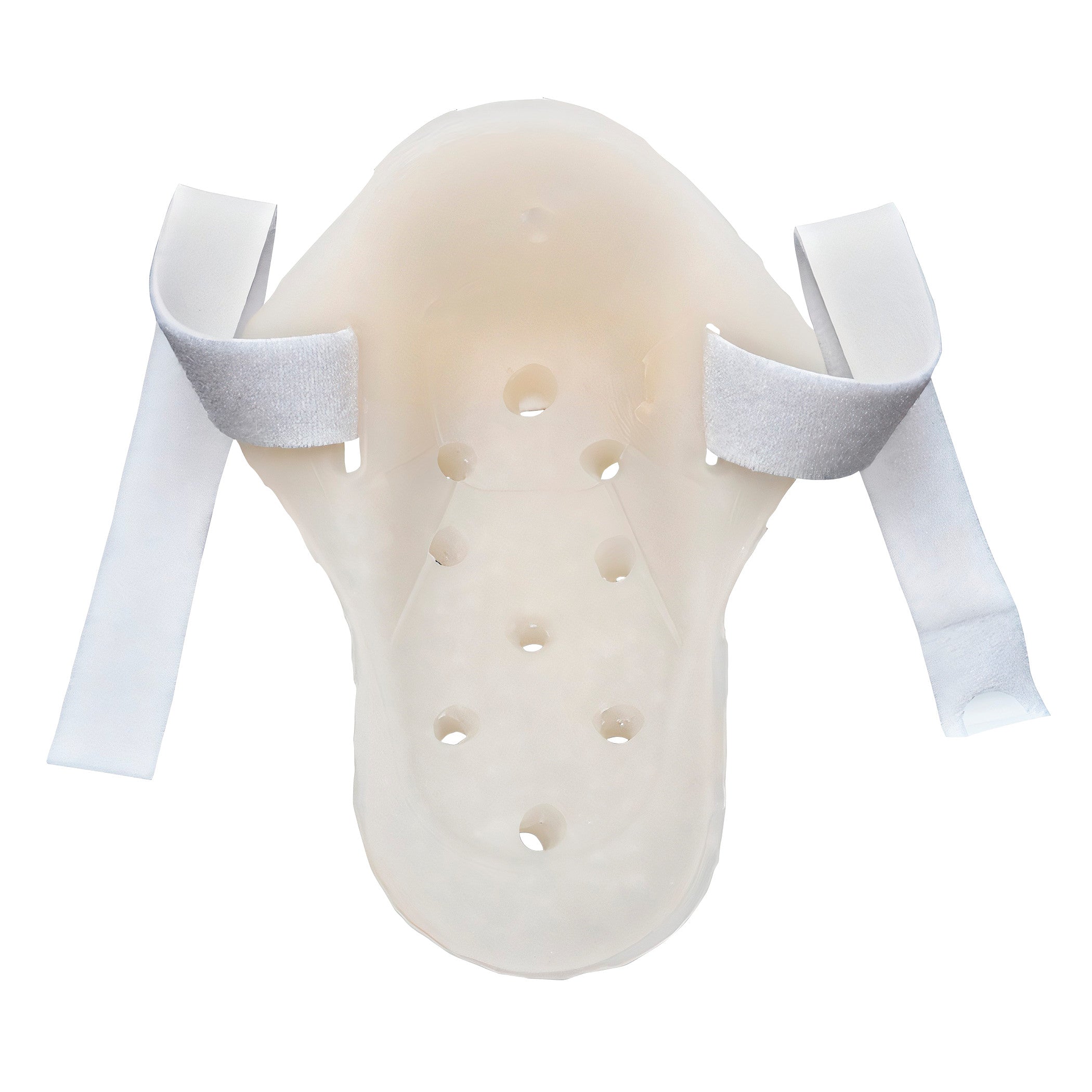 Silipos Prevederm Heel Cushion with holes for ventilation and white straps for secure attachment.
