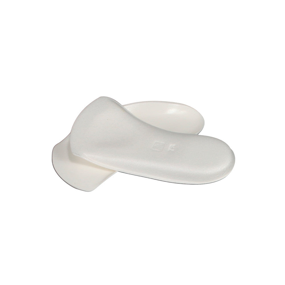 A white AliMed FREEDOM BFO Half Sole Orthotic designed to support the foot's arch and improve comfort.