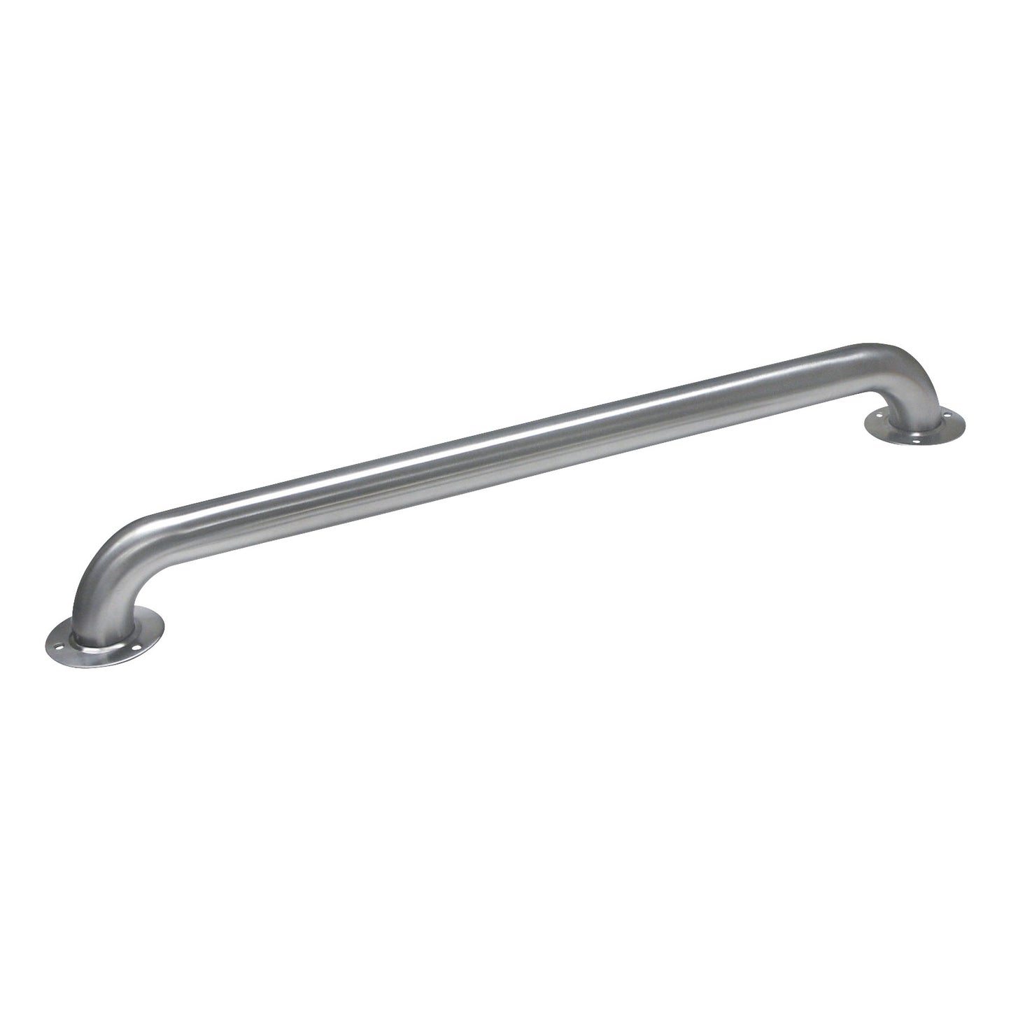 Antimicrobial Stainless Steel Grab Bar with curved ends and round mounting plates, designed for stability and hygiene.