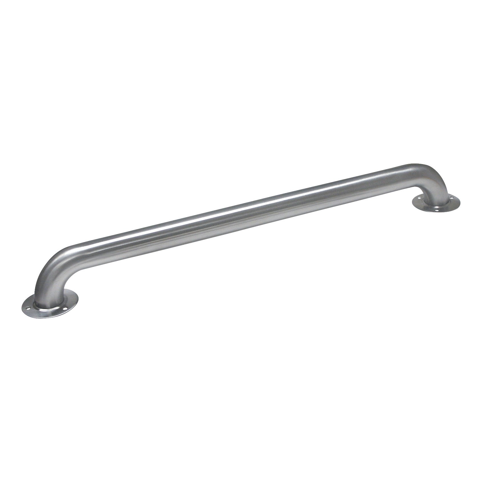 Antimicrobial Stainless Steel Grab Bar with a curved design and two mounting plates at each end, against a white background.