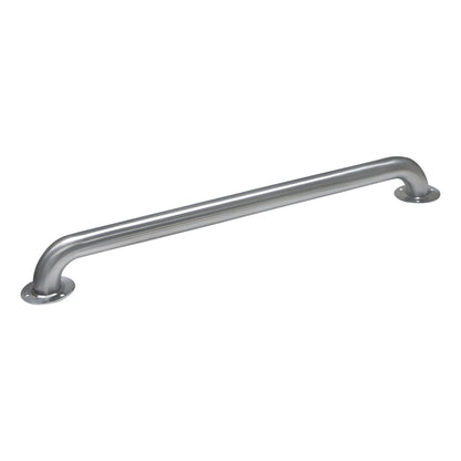 Antimicrobial Stainless Steel Grab Bar with a sleek, curved design and mounting flanges at each end for secure installation.