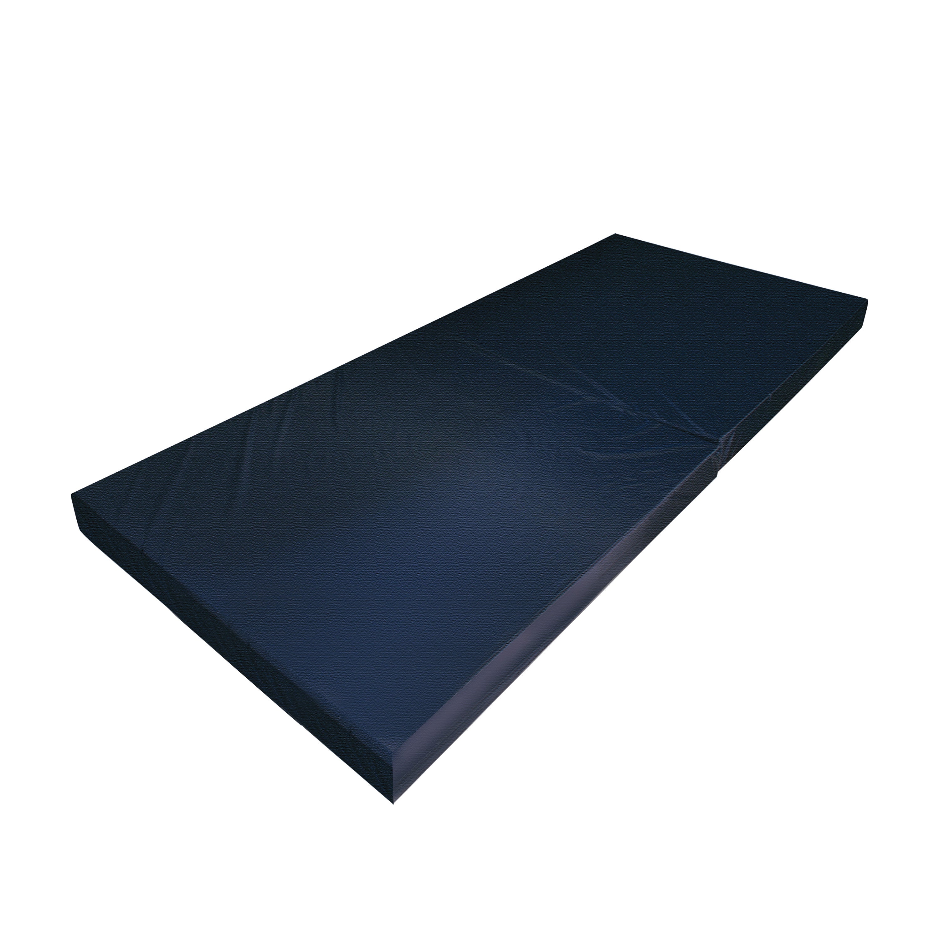 A NYOrtho Bedside Safety Mat in dark blue, featuring a rectangular, cushioned design for fall protection.