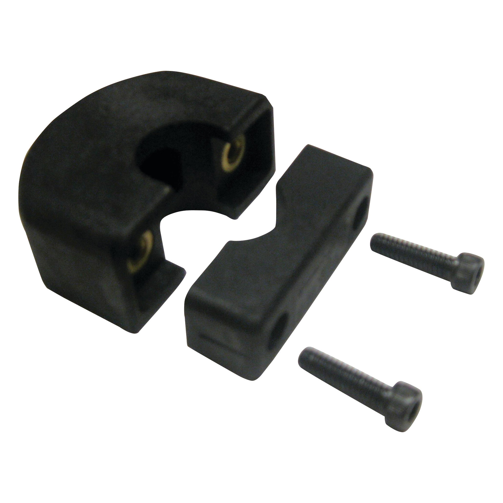 Shove-a-Lugs Wheelchair Grip Attachment with two black grip pieces and two screws on a white background.