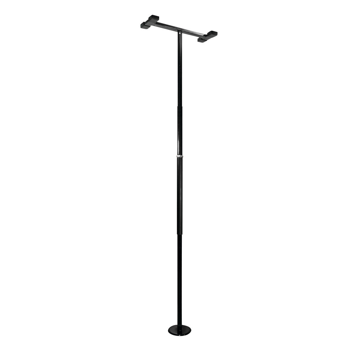 Black Security Pole with a T-shaped top for stability, designed for support and safety in standing or transferring positions.