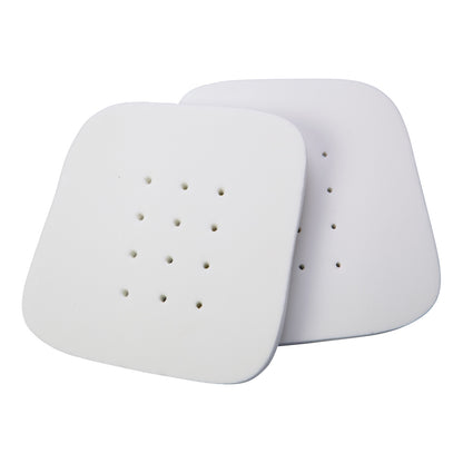 Two white square Replacement Pads for AliMed HipShield X-tra Hip Protector, each with small ventilation holes.