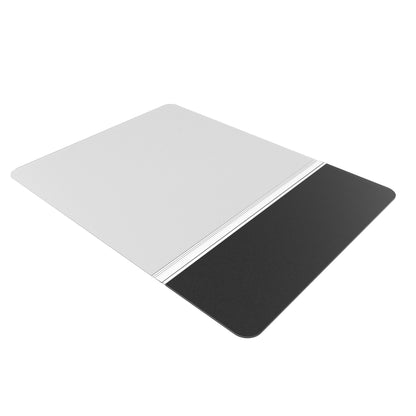 Aleco Sit or Stand Mat features two sections: a textured light gray area and a smooth black area, divided by a metallic strip.