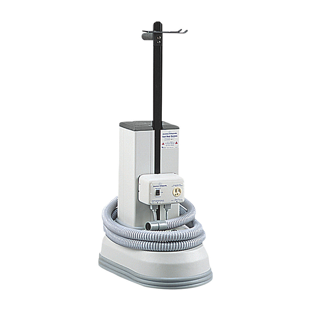 Delta-Cast American Orthopedic Cast Dust Vacuum with a coiled hose, upright design, control panel, and base for stability.