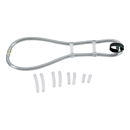 Torticollis (TOT) Collar with flexible tubing and strap, shown with extra tubing pieces on a white background.