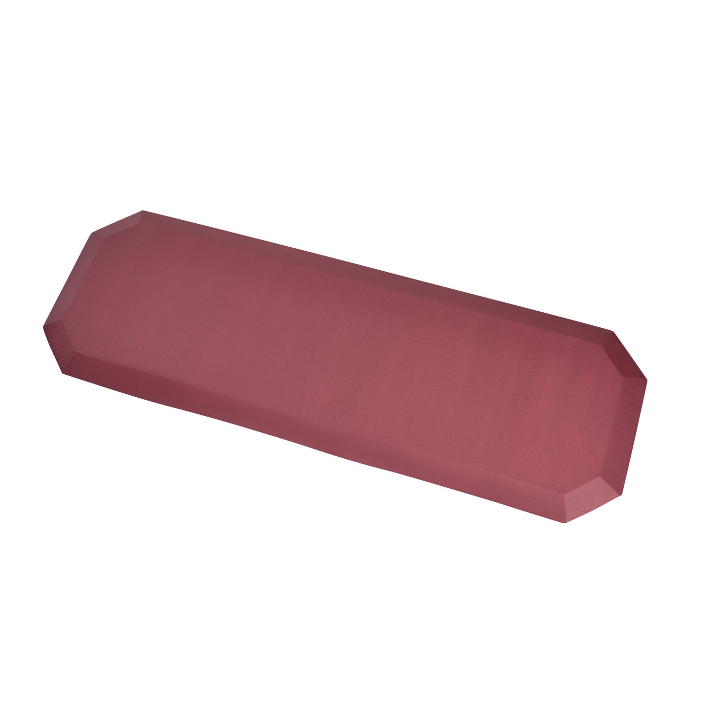 A Trip-Resistant Bedside Fall Mat in a burgundy color with beveled edges, designed to reduce tripping hazards.
