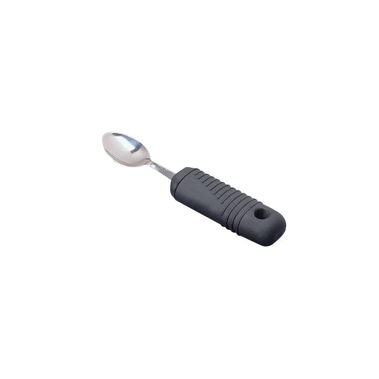 AliMed Bendable Utensil, a spoon with a metal head and a thick black rubber handle, designed for easy grip and adjustment.