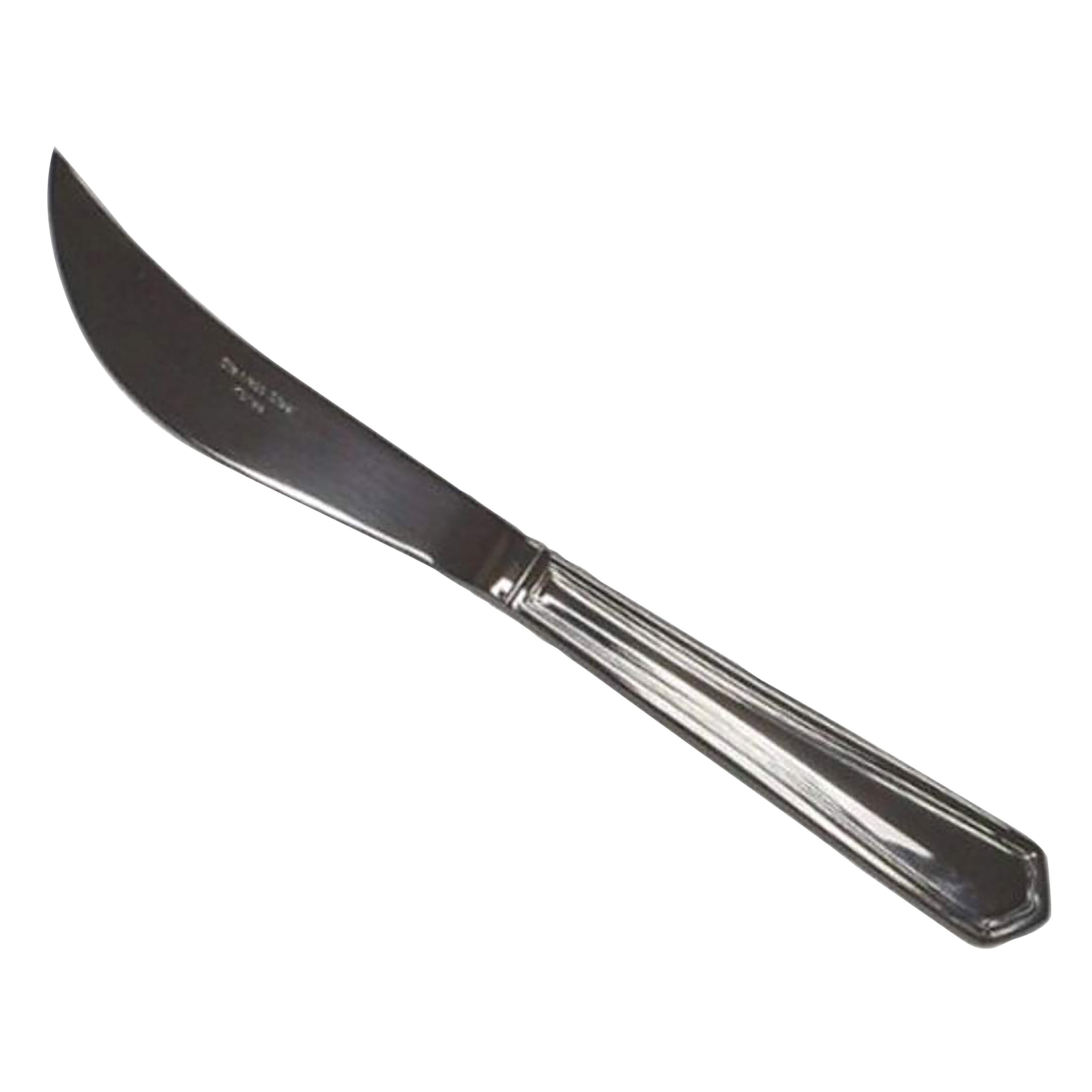 A Stainless Steel Rocker Knife with a curved blade and a grooved handle, displayed against a plain white background.