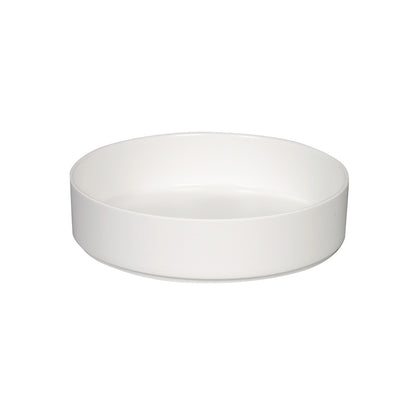 A white High-Sided Dish with a smooth, round design and elevated sides, suitable for serving or baking.
