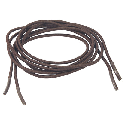A coiled brown Round Elastic Shoelace with plastic aglets at both ends, shown against a plain white background.