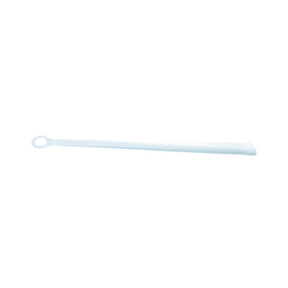 A white Standard Plastic Shoehorn with a loop handle is shown against a plain background.
