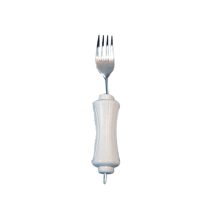 The Maddadapt UBend-It Fork has a large, white, ergonomic handle and a stainless steel forkhead with four tines.