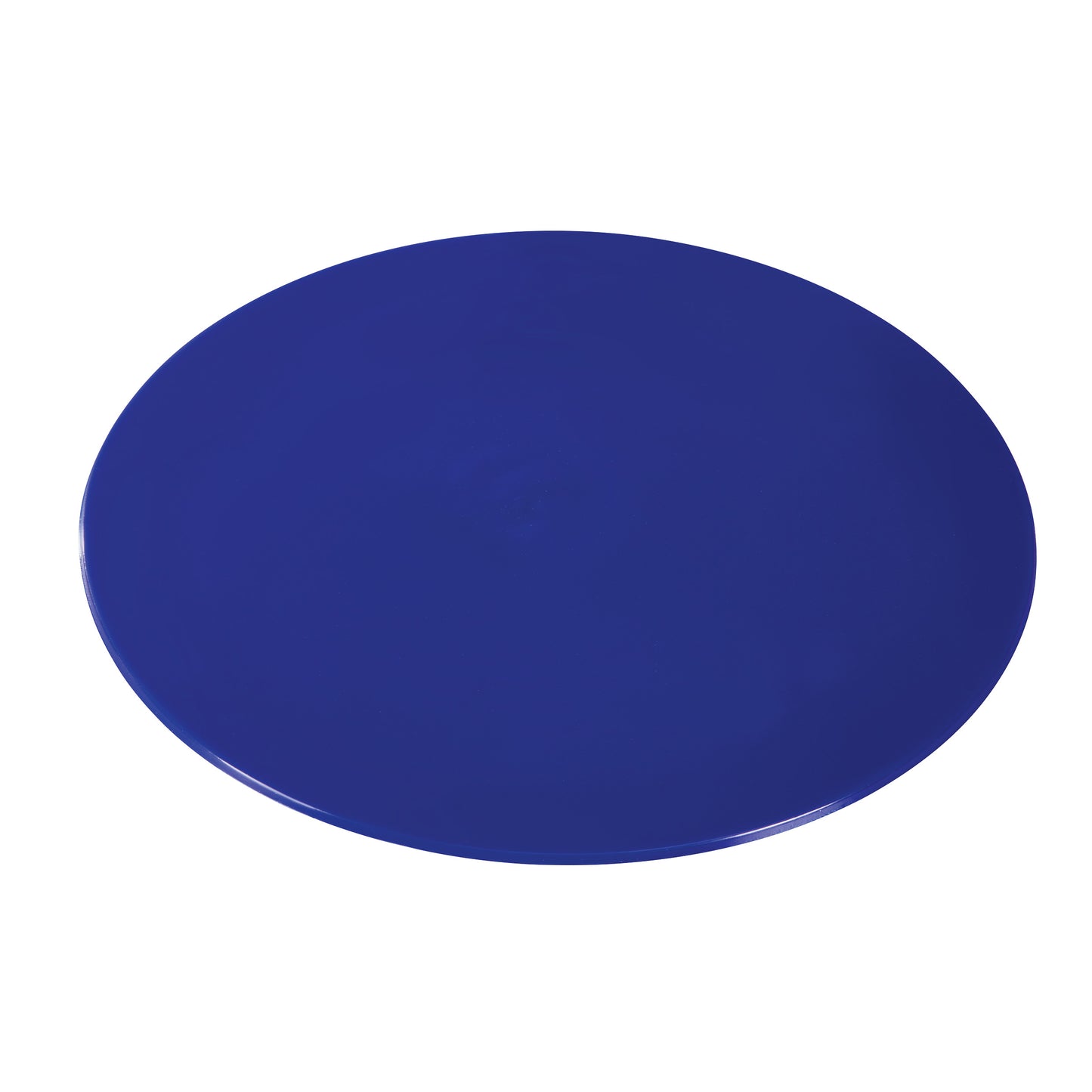 A blue Dycem Nonslip Round Pad designed to prevent slipping. It is circular with a smooth surface and glossy finish.