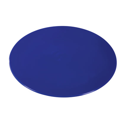 A blue Dycem Nonslip Round Pad designed to prevent slipping. It is circular with a smooth surface and glossy finish.