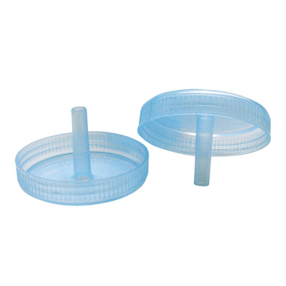 Two transparent plastic lids for Kennedy Spillproof Cup, each with a straw-like spout in the center.