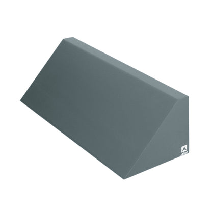 Gray foam wedge with an angled design. It's the AliMed Bariatric Body Positioning Wedge used for support and positioning.