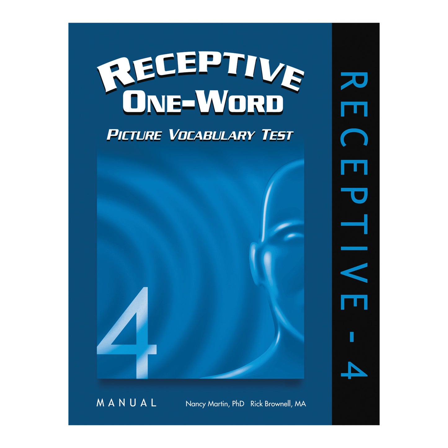 Cover of "Receptive One-Word Picture Vocabulary Test, 4th Ed.," featuring abstract blue design with a partial face outline.