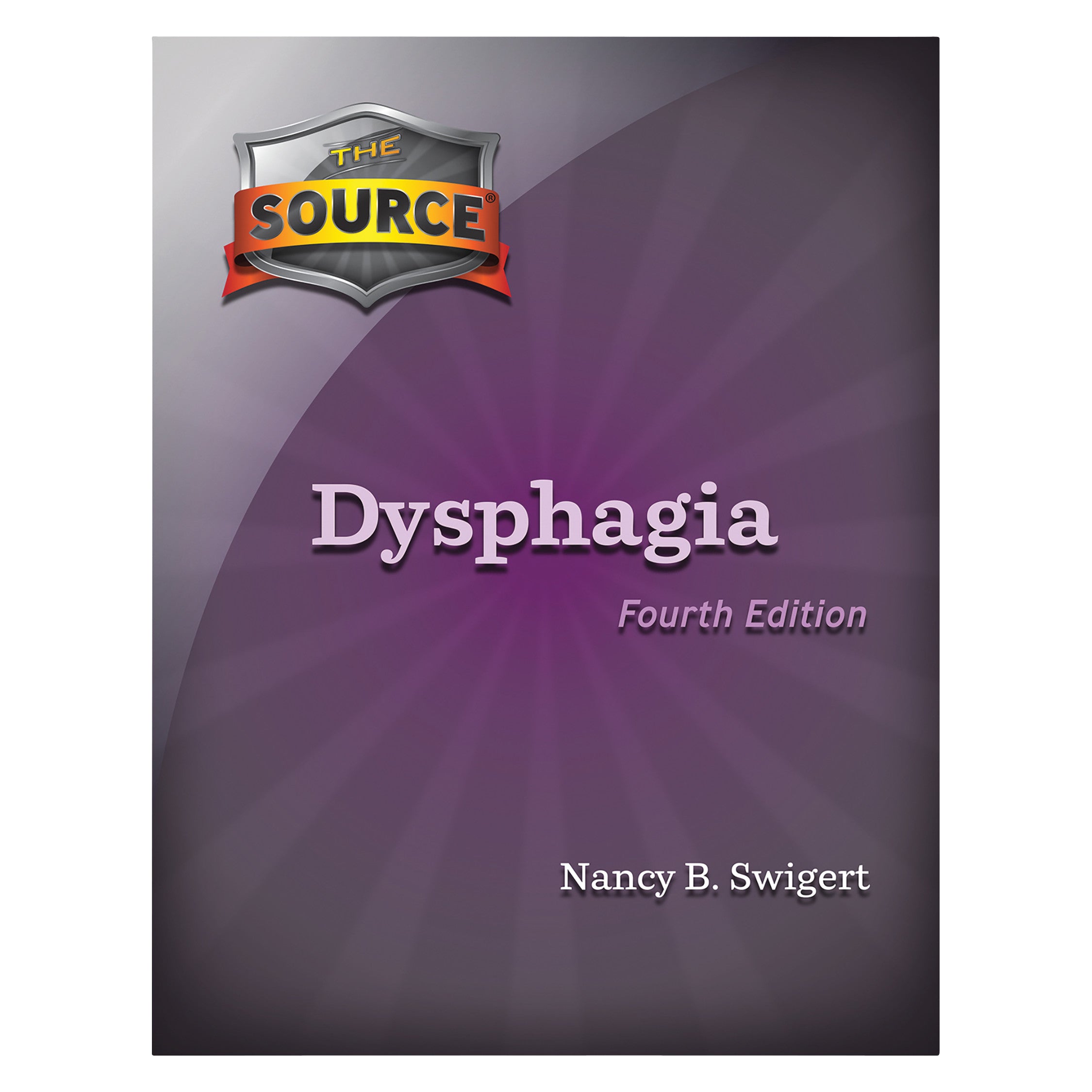 Book cover titled "The Source for Dysphagia, 4th Ed." by Nancy B. Swigert, with a purple background.