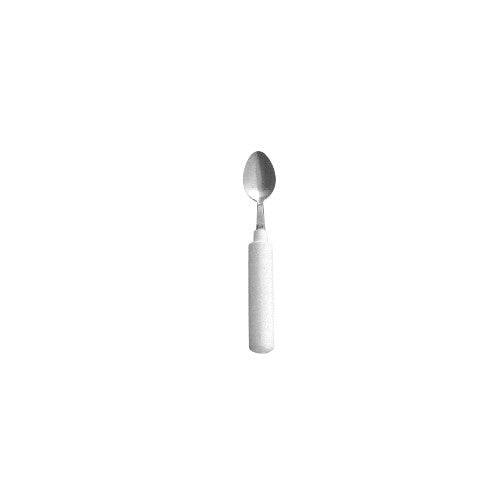 A Grip-Tight Straight Utensils spoon with a wide, white handle and a metal spoon head, designed for easy gripping.