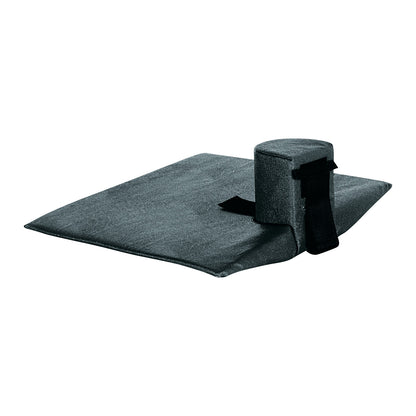 The AliMed Sit-Straight Wheelchair Cushion features a flat base and a cylindrical pommel with a strap for added support.