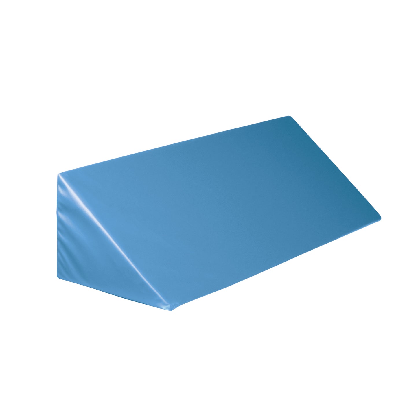 AliMed Vinyl-Covered 55 Degree Large Wedge Positioner in blue, featuring a triangular shape with a smooth vinyl surface.