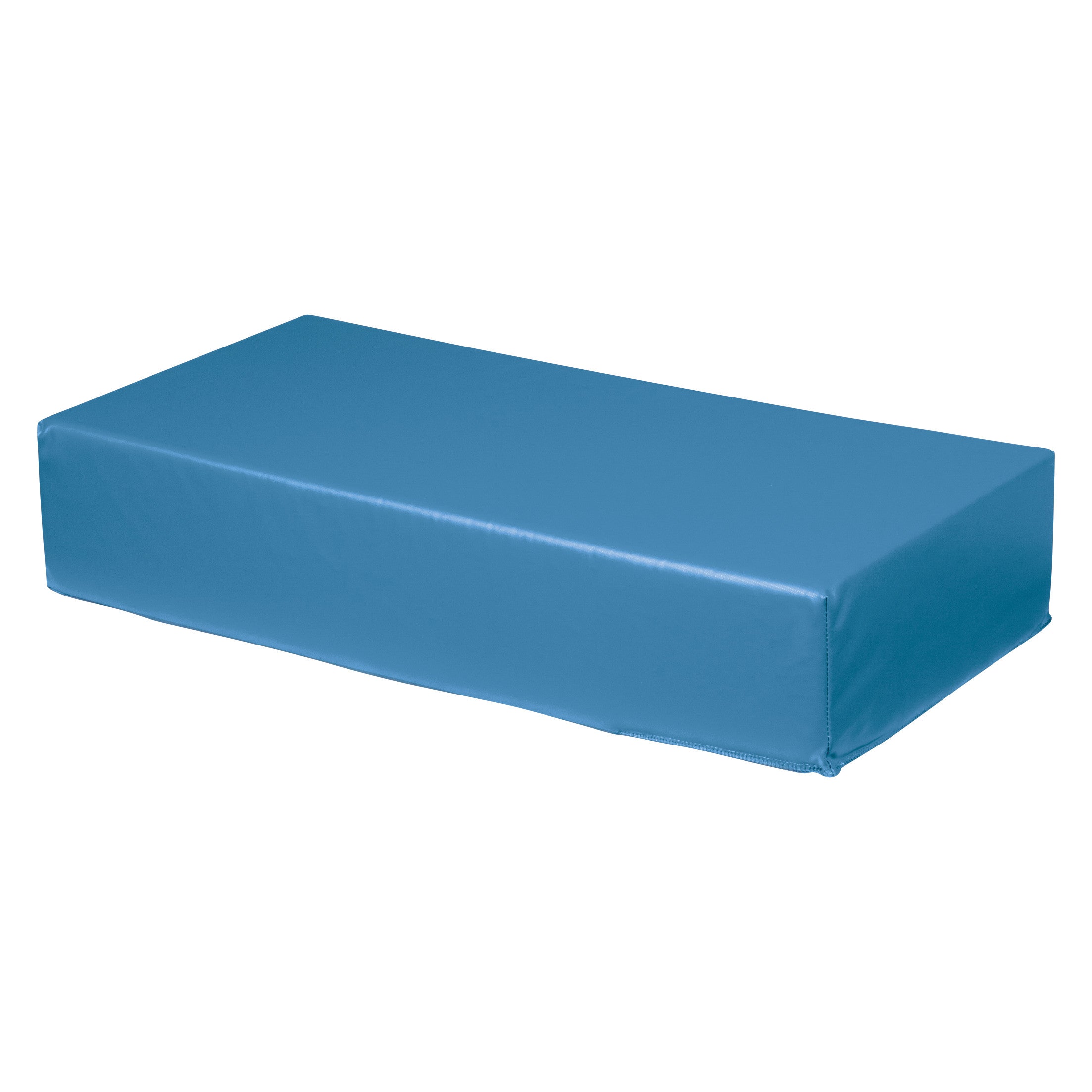 AliMed Vinyl-Covered Large Rectangle Positioner, a blue block, used for positioning in medical settings.