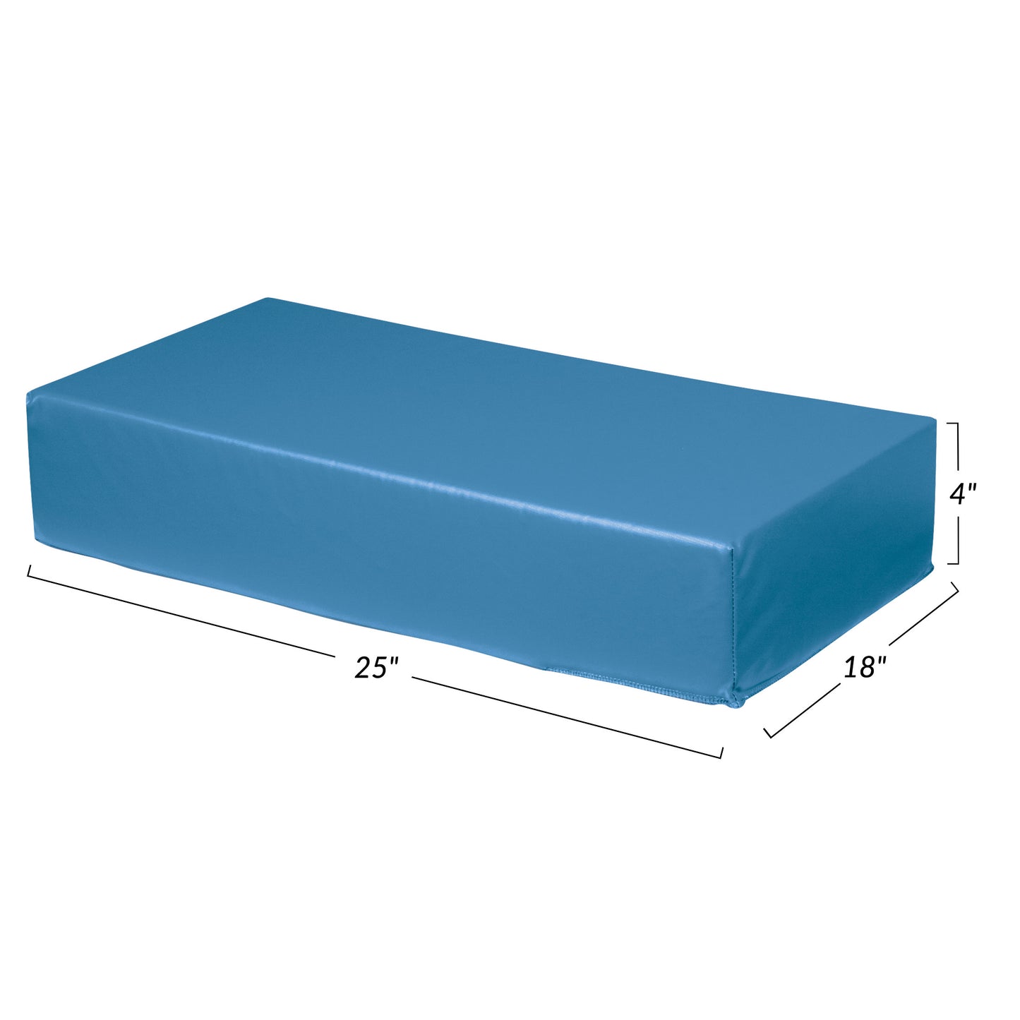 AliMed Vinyl-Covered Large Rectangle Positioner, blue, with dimensions 25" x 18" x 4" labeled on the image.