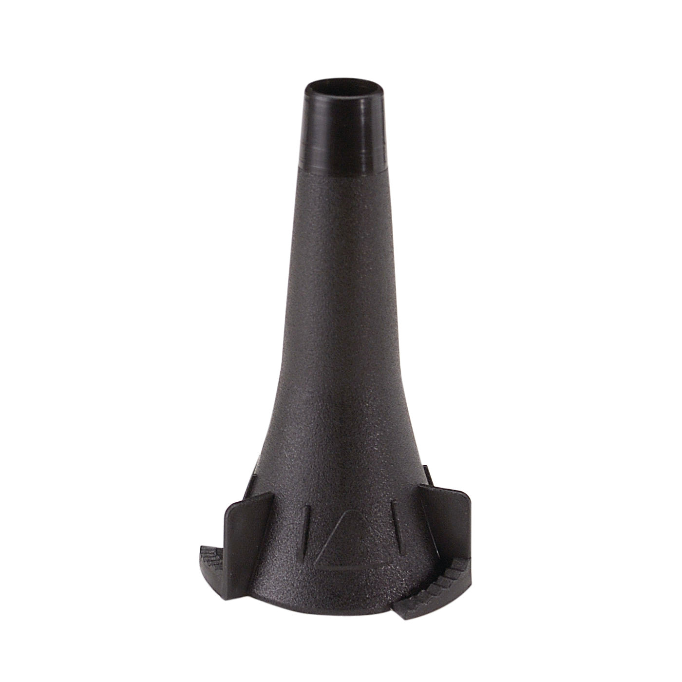 A Welch Allyn KleenSpec Specula for MacroView Otoscopes, featuring a black, conical design with a narrow opening.