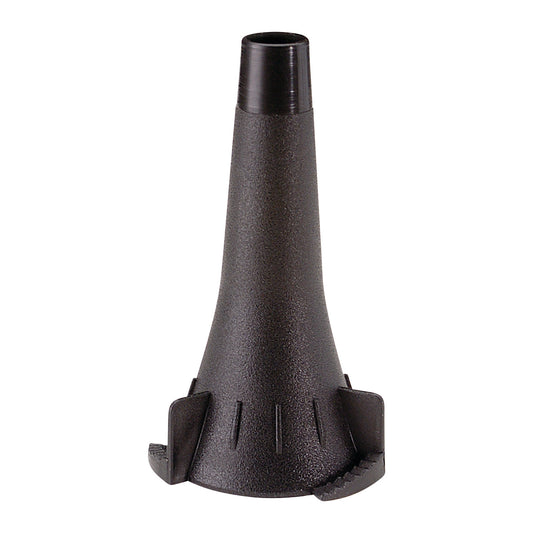 Black Welch Allyn KleenSpec Specula for MacroView Otoscopes, featuring a flared base and narrow tip design.