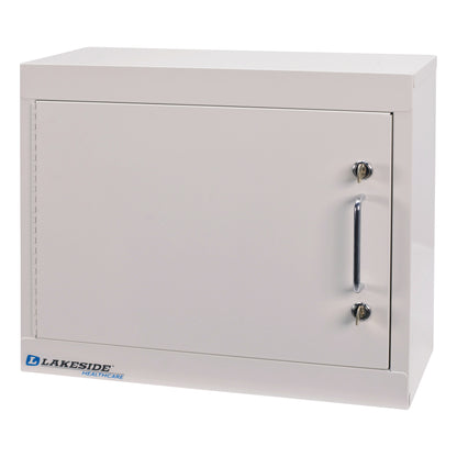 White Lakeside Double-Lock Narcotics Box with two locks and a handle on the front.