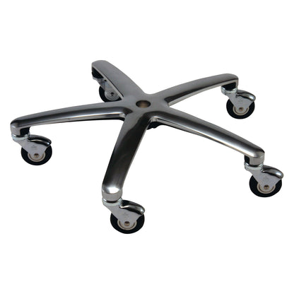 Chrome 'Replacement Base with Casters for Workstation Phlebotomy Cart' featuring five wheels and a cross-shaped design.