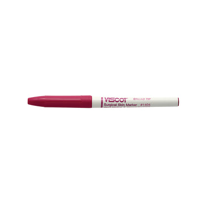 A Viscot Precision Surgical Skin Marker with a broad tip, featuring a white body and a pink cap and tip.