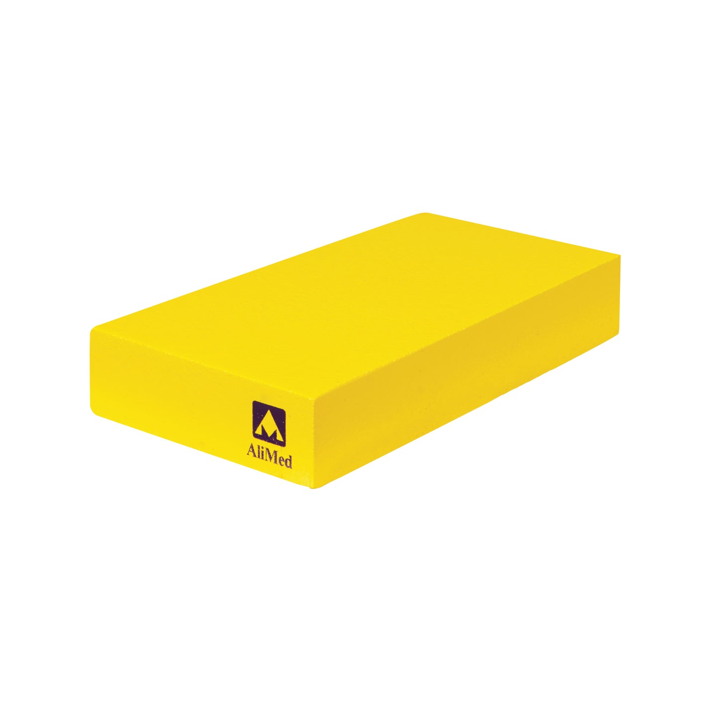 Yellow AliMed Protecta-Coat Rectangle Positioner with a logo, designed for support and positioning in medical settings.