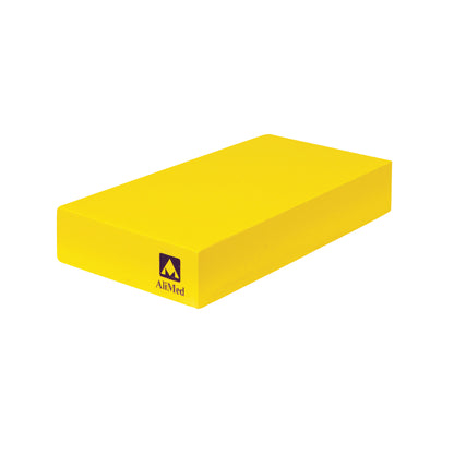 Yellow AliMed Protecta-Coat Rectangle Positioner with a logo, designed for support and positioning in medical settings.