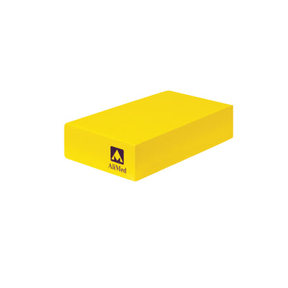 Yellow rectangular block labeled "AliMed Protecta-Coat Rectangle Positioner" on white background.