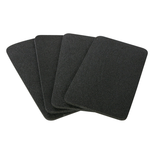 Four rectangular, black Disposable Foot Pads for AliMed TKR Footrest are stacked in a fanned arrangement.