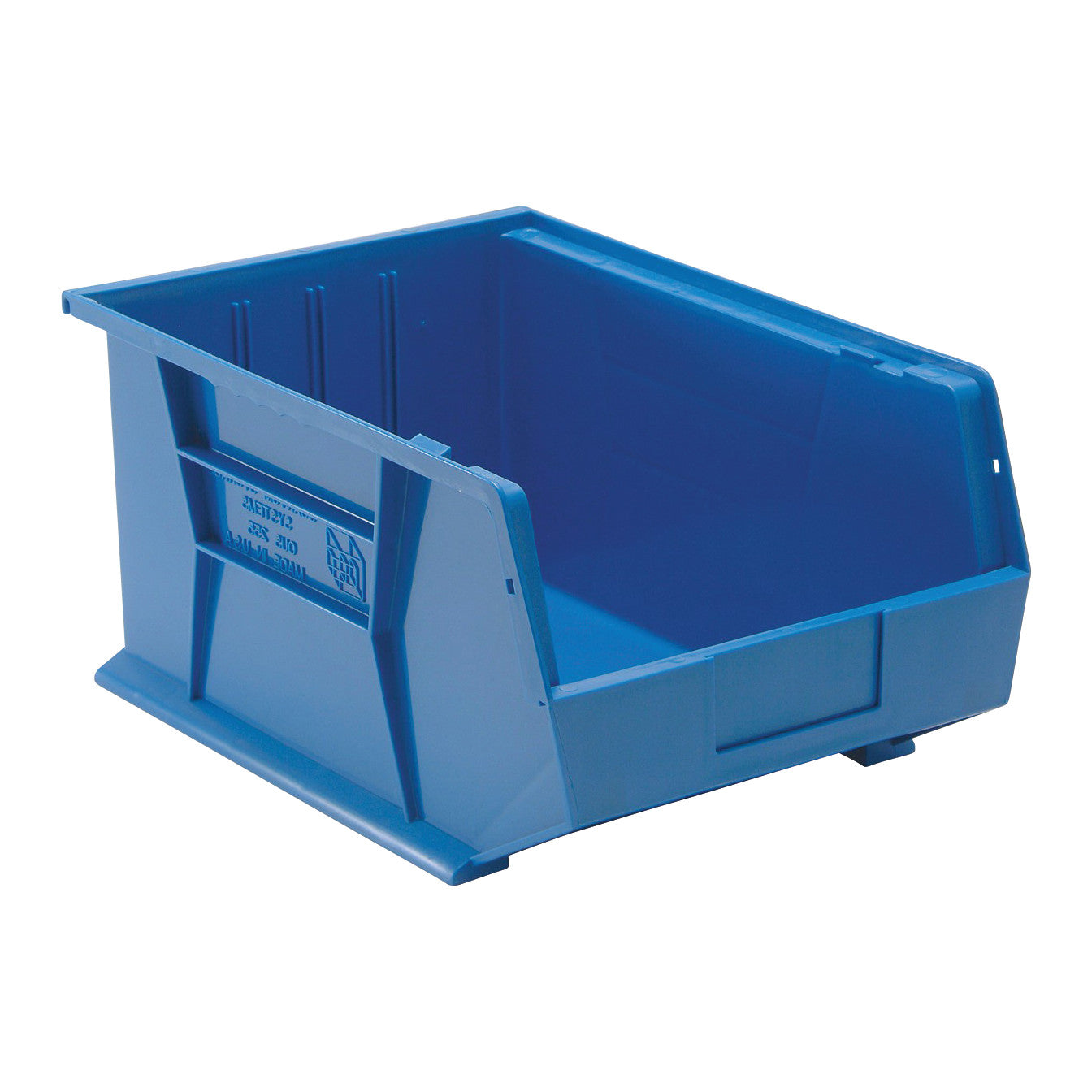 Blue Quantum Ultra Stack and Hang Bin with an open front for easy access to contents. It's designed for organization and storage.