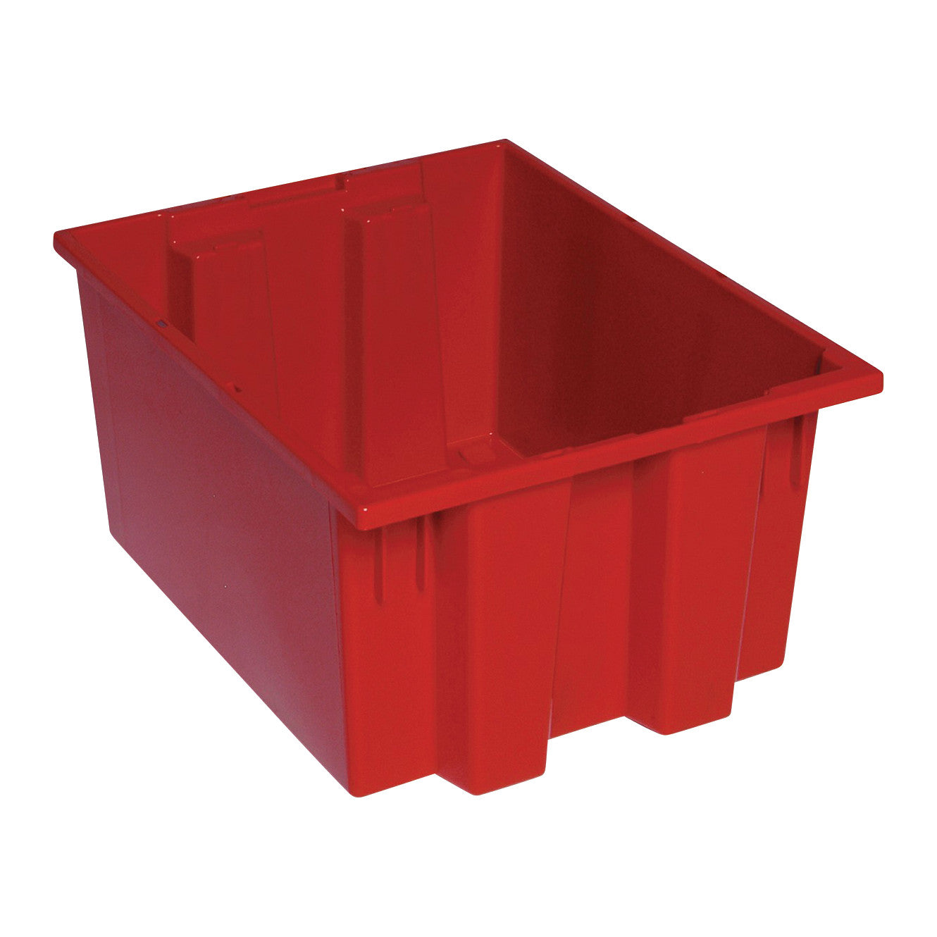 A red Quantum Stack and Nest Tote with a sturdy rectangular design and a smooth interior surface.