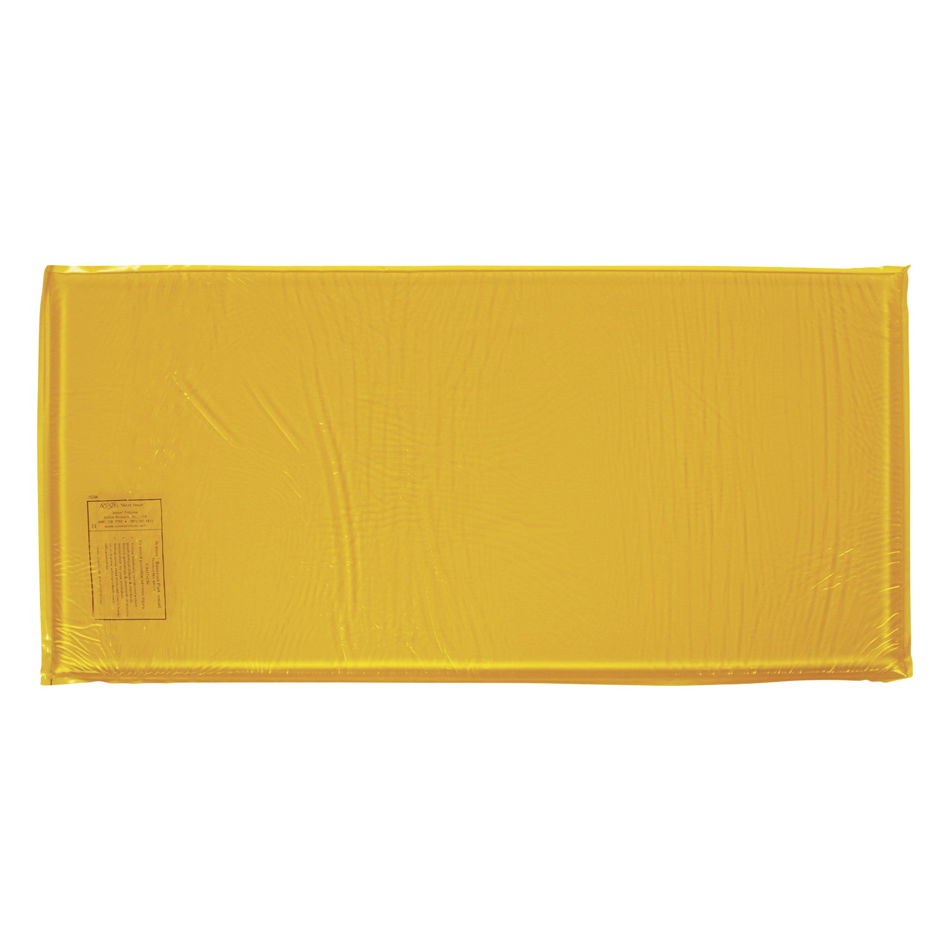 Yellow AliMed AliGel Bassinet Pad, rectangular, with a visible label on the surface, designed for infant bassinets.